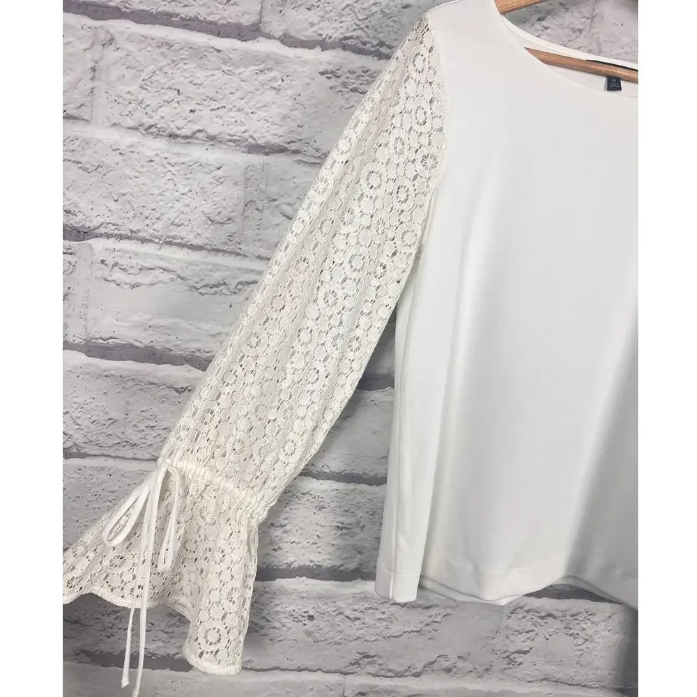 Banana Republic Womens‎ M Feminine Romantic Fairycore Preppy Lace Sleeve Blouse
